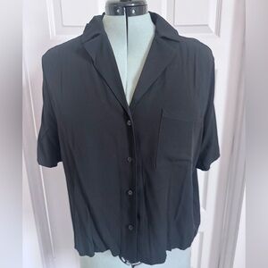 Elodie Black Cropped Button-Up Top